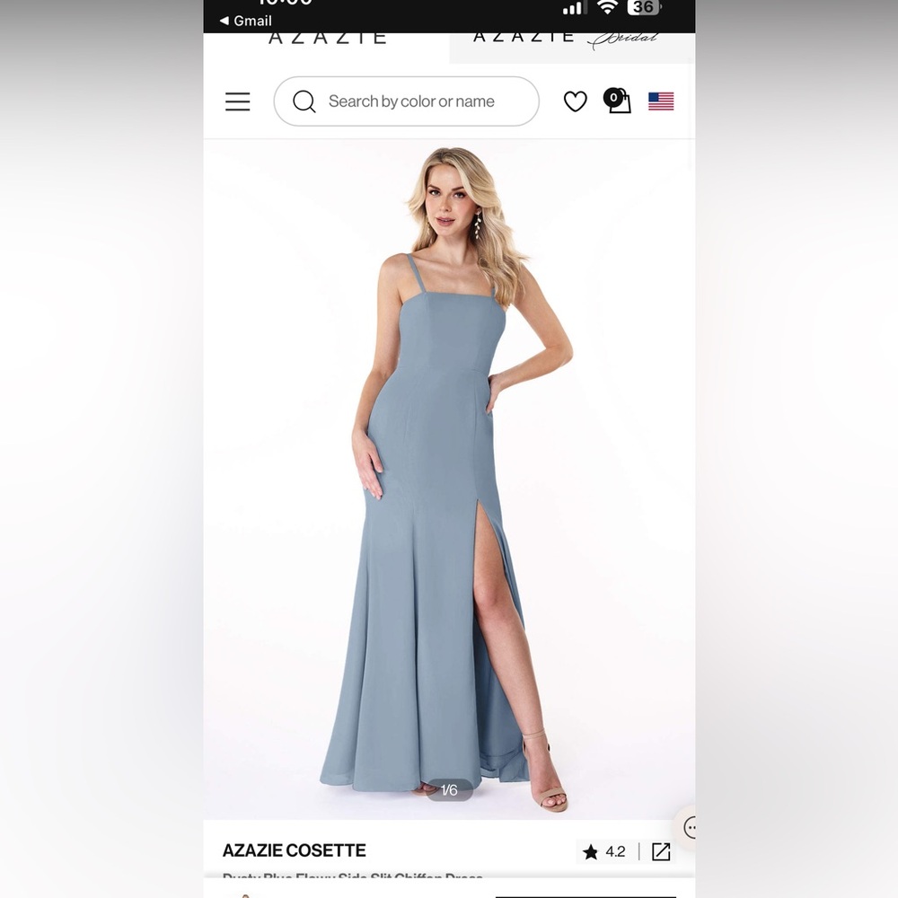 Azazie ‘Cosette’ Bridesmaids Dress Dusty Blue Chiffon